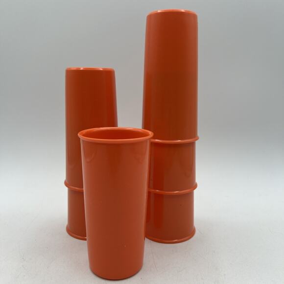 Set 6 Tupperware 117 Orange 6 oz Drinking Tumbler Cup Small Juice 4" - Picture 1 of 5